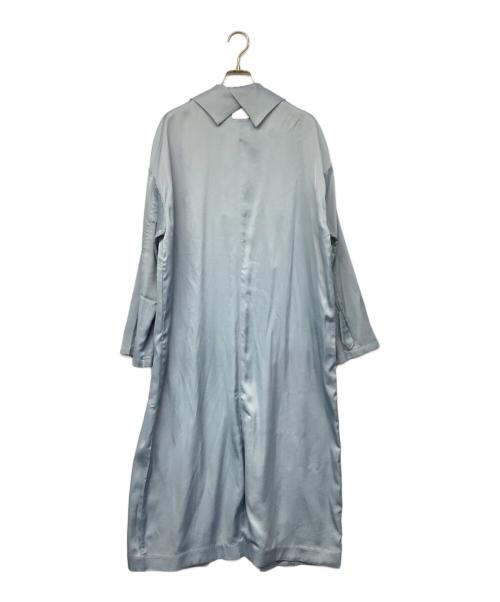 ELOOPS（イーループス）ELOOPS (イーループス) Gathered Sleeve Draped Satin Long Coat/サテンコート スカイブルー サイズ:M 未使用品の古着・服飾アイテム