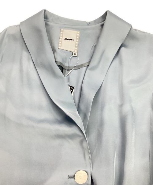 ELOOPS（イーループス）ELOOPS (イーループス) Gathered Sleeve Draped Satin Long Coat/サテンコート スカイブルー サイズ:M 未使用品の古着・服飾アイテム