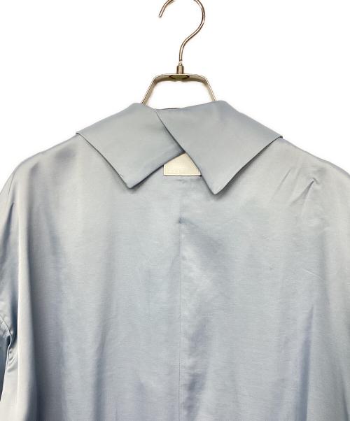 ELOOPS（イーループス）ELOOPS (イーループス) Gathered Sleeve Draped Satin Long Coat/サテンコート スカイブルー サイズ:M 未使用品の古着・服飾アイテム
