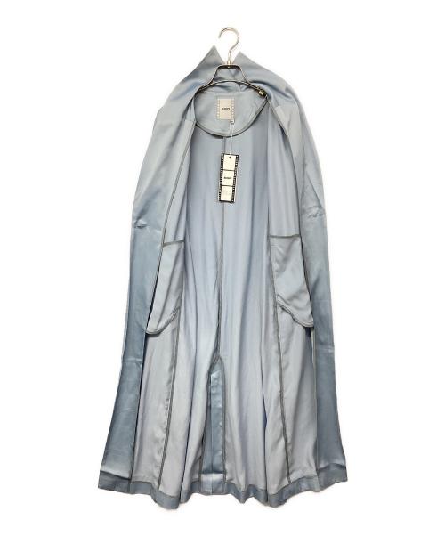 ELOOPS（イーループス）ELOOPS (イーループス) Gathered Sleeve Draped Satin Long Coat/サテンコート スカイブルー サイズ:M 未使用品の古着・服飾アイテム