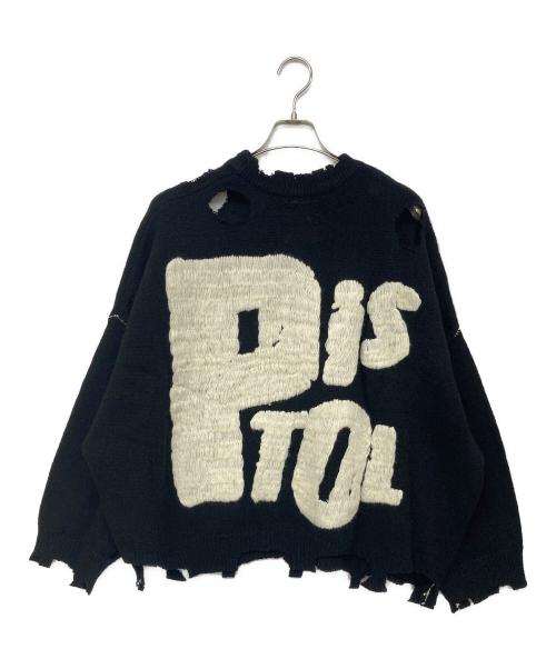 SAINT MICHAEL（セントマイケル）SAINT MICHAEL (セントマイケル) SP CREW KNT/ I AM Aクラッシュニット ブラック サイズ:Mの古着・服飾アイテム