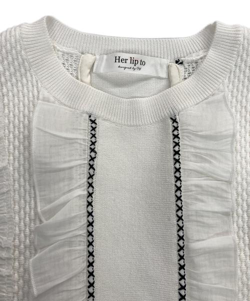 HER LIP TO（ハーリップトゥ）Her lip to (ハーリップトゥ) Airy Brush Knit Top/エアリーブラシニットトップ ホワイト サイズ:Mの古着・服飾アイテム