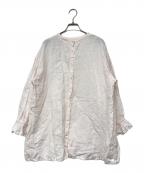 nest Robeネストローブ）の古着「リネン近江晒しラッフル袖2wayブラウス」｜ピンク