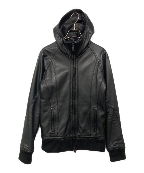 AKM（エーケーエム）AKM (エーケーエム) フーデッドラムレザージャケット ブラック サイズ:Mの古着・服飾アイテム