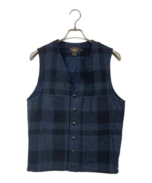 RRL（ダブルアールエル）RRL (ダブルアールエル) Check Wool Vest/チェックウールベスト ネイビー サイズ:Sの古着・服飾アイテム