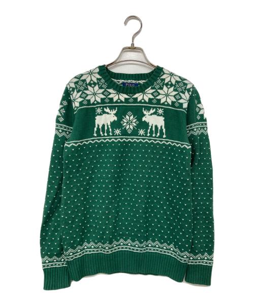 POLO RALPH LAUREN（ポロ・ラルフローレン）POLO RALPH LAUREN (ポロ・ラルフローレン) ノルディック柄ニット グリーン サイズ:XL（18-20）の古着・服飾アイテム