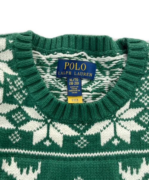 POLO RALPH LAUREN（ポロ・ラルフローレン）POLO RALPH LAUREN (ポロ・ラルフローレン) ノルディック柄ニット グリーン サイズ:XL（18-20）の古着・服飾アイテム