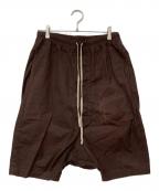 RICK OWENSリックオウエンス）の古着「ドローストリングサルエルハーフパンツ」｜ブラウン