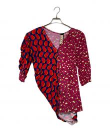 MARNI（マルニ）の古着「スイッチングアシンメトリーブラウス」｜ピンク×ネイビー