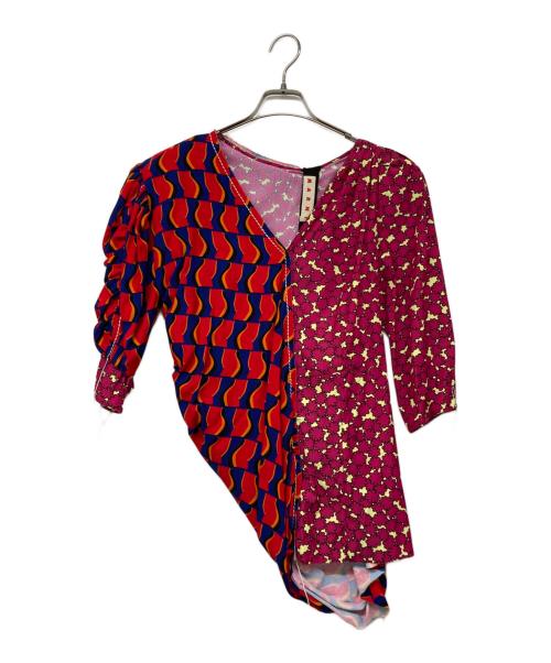 MARNI（マルニ）MARNI (マルニ) スイッチングアシンメトリーブラウス ピンク×ネイビー サイズ:42 未使用品の古着・服飾アイテム