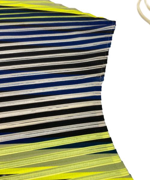 ISSEY MIYAKE（イッセイミヤケ）ISSEY MIYAKE (イッセイミヤケ) 変形ボーダーワンピース ネイビー×イエロー サイズ:2の古着・服飾アイテム