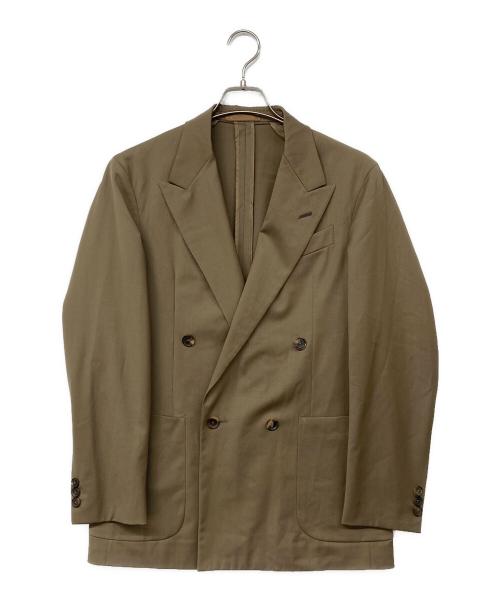 CARUSO（カルーゾ）CARUSO (カルーゾ) バタフライ ストレッチウールギャバジンソリッド4Bダブルジャケット ブラウン サイズ:50Rの古着・服飾アイテム