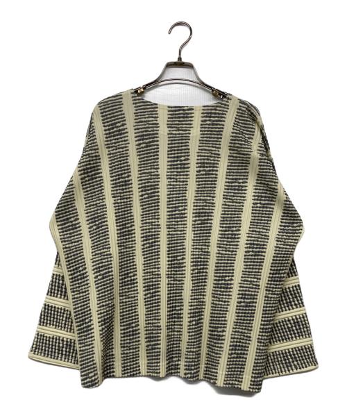 HOMME PLISSE ISSEY MIYAKE（オム プリッセ イッセイ ミヤケ）HOMME PLISSE ISSEY MIYAKE (オムプリッセ イッセイ ミヤケ) ヘンリーネックプリーツカットソー ベージュ×グレー サイズ:2の古着・服飾アイテム