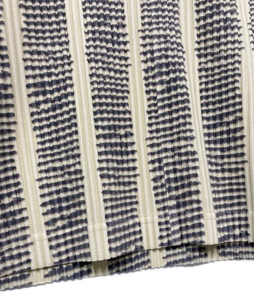 HOMME PLISSE ISSEY MIYAKE（オム プリッセ イッセイ ミヤケ）HOMME PLISSE ISSEY MIYAKE (オムプリッセ イッセイ ミヤケ) ヘンリーネックプリーツカットソー ベージュ×グレー サイズ:2の古着・服飾アイテム