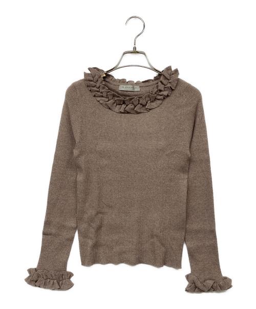 M-PREMIER（エムプルミエ）M-premier (エムプルミエ) フリルリブニット ブラウン サイズ:38の古着・服飾アイテム
