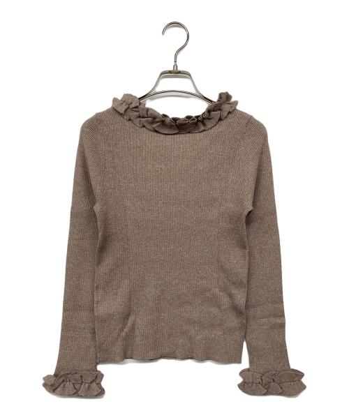 M-PREMIER（エムプルミエ）M-premier (エムプルミエ) フリルリブニット ブラウン サイズ:38の古着・服飾アイテム