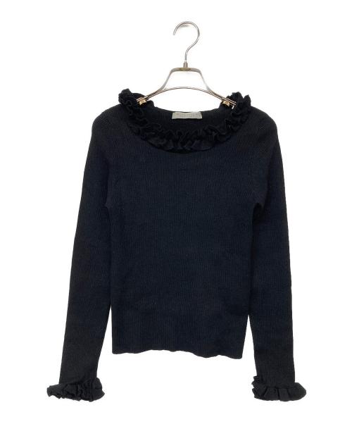 M-PREMIER（エムプルミエ）M-PREMIER (エムプルミエ) フリルリブニット ブラック サイズ:38の古着・服飾アイテム
