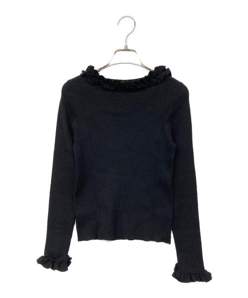 M-PREMIER（エムプルミエ）M-PREMIER (エムプルミエ) フリルリブニット ブラック サイズ:38の古着・服飾アイテム