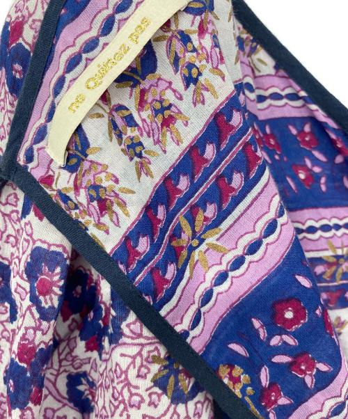 ne quittez pas（ヌキテパ）ne quittez pas (ヌキテパ) ETHNIC PRINT FRILLED DRESS/エスニックプリントフィールドドレス パープル サイズ:記載なしの古着・服飾アイテム