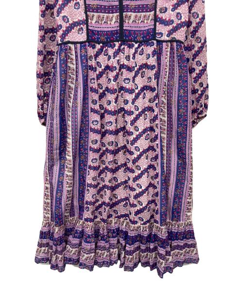ne quittez pas（ヌキテパ）ne quittez pas (ヌキテパ) ETHNIC PRINT FRILLED DRESS/エスニックプリントフィールドドレス パープル サイズ:記載なしの古着・服飾アイテム