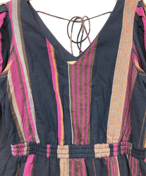 ne quittez pas（ヌキテパ）ne quittez pas (ヌキテパ) Vネックロングワンピース ネイビー×パープル サイズ:記載なしの古着・服飾アイテム