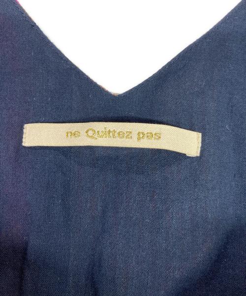 ne quittez pas（ヌキテパ）ne quittez pas (ヌキテパ) Vネックロングワンピース ネイビー×パープル サイズ:記載なしの古着・服飾アイテム