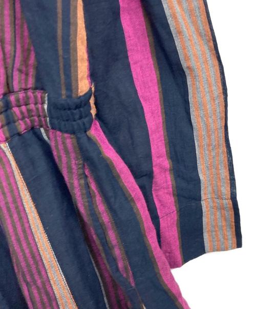 ne quittez pas（ヌキテパ）ne quittez pas (ヌキテパ) Vネックロングワンピース ネイビー×パープル サイズ:記載なしの古着・服飾アイテム