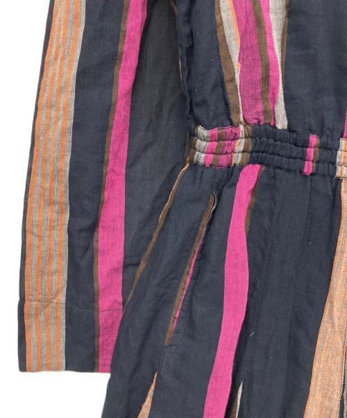 ne quittez pas（ヌキテパ）ne quittez pas (ヌキテパ) Vネックロングワンピース ネイビー×パープル サイズ:記載なしの古着・服飾アイテム