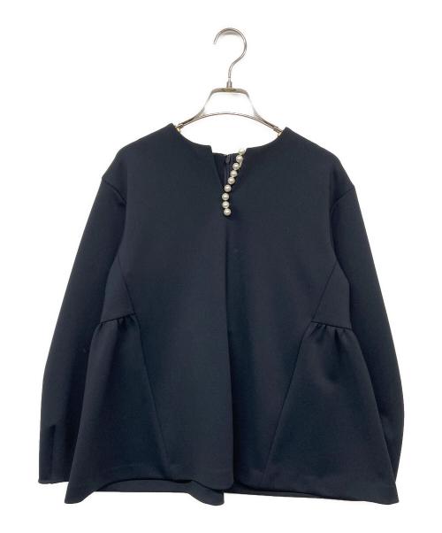 UNITED ARROWS TOKYO（ユナイテッドアローズトウキョウ）UNITED ARROWS TOKYO (ユナイテッドアローズトウキョウ) SPONGY パールモチーフ ブラウス ネイビー サイズ:36の古着・服飾アイテム