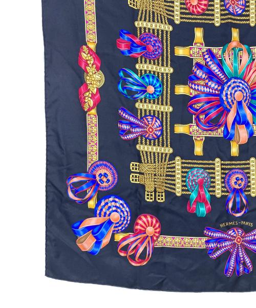 HERMES（エルメス）HERMES (エルメス) カレ90/LES RUBANS DU CHEVAL ブラックの古着・服飾アイテム