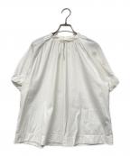 TOMORROW LAND collectionトゥモローランドコレクション）の古着「ストレッチブロード パフスリーブブラウス」｜ホワイト