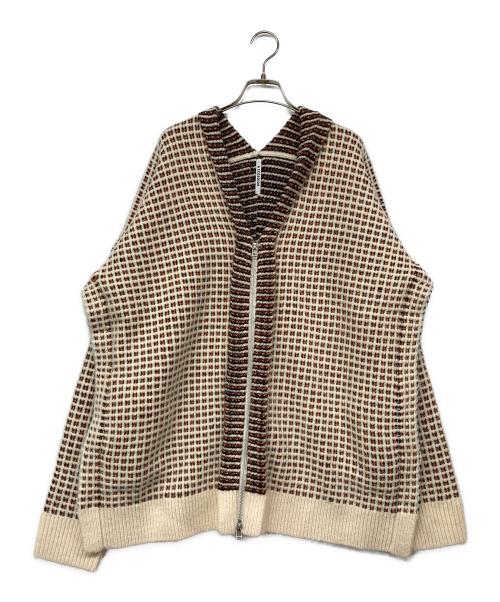 A CCORDION（アコーディオン）A CCORDION (アコーディオン) SQUERE KNITTING ZIP CD ベージュ サイズ:Ｍの古着・服飾アイテム