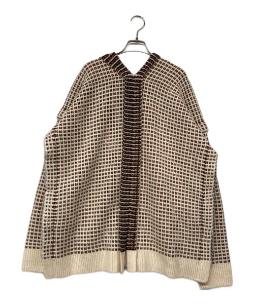 A CCORDION（アコーディオン）A CCORDION (アコーディオン) SQUERE KNITTING ZIP CD ベージュ サイズ:Ｍの古着・服飾アイテム