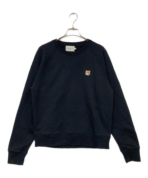 maison kitsune（メゾンキツネ）MAISON KITSUNE (メゾンキツネ) ワッペンクルーネックスウェット ブラック サイズ:Mの古着・服飾アイテム