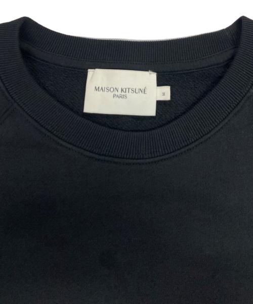 maison kitsune（メゾンキツネ）MAISON KITSUNE (メゾンキツネ) ワッペンクルーネックスウェット ブラック サイズ:Mの古着・服飾アイテム
