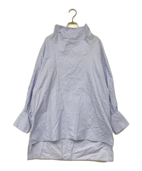 ENFOLD（エンフォルド）ENFOLD (エンフォルド) ストライプハイネックブラウス ブルー サイズ:38の古着・服飾アイテム