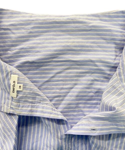 ENFOLD（エンフォルド）ENFOLD (エンフォルド) ストライプハイネックブラウス ブルー サイズ:38の古着・服飾アイテム