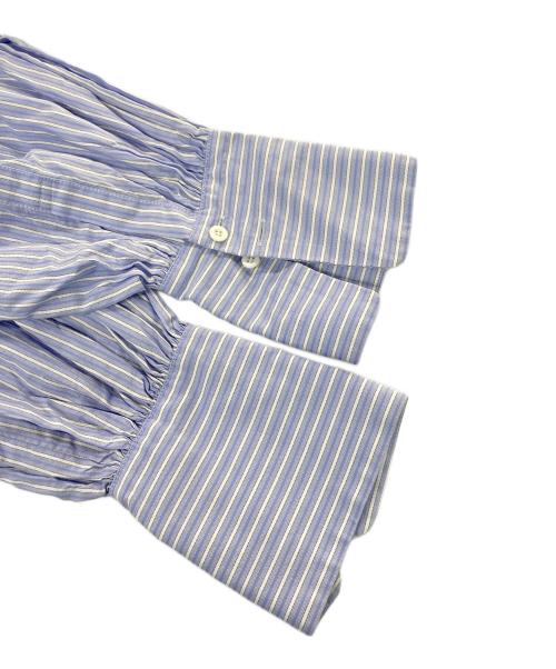 ENFOLD（エンフォルド）ENFOLD (エンフォルド) ストライプハイネックブラウス ブルー サイズ:38の古着・服飾アイテム