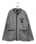 CABANキャバン）の古着「ウールコットンダブルフェイス カラーレスジャケット」｜グレー