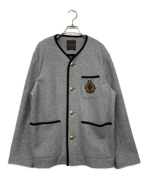 CABAN（キャバン）CABAN (キャバン) ウールコットンダブルフェイス カラーレスジャケット グレー サイズ:Mの古着・服飾アイテム