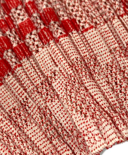 PLEATS PLEASE（プリーツプリーズ）PLEATS PLEASE (プリーツプリーズ) プリーツカットソー レッド×ベージュ サイズ:3の古着・服飾アイテム