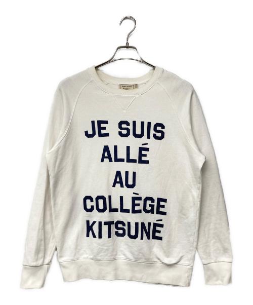 maison kitsune（メゾンキツネ）MAISON KITSUNE (メゾンキツネ) SWEAT SHIRT JE SUIS ALLE ラグランスプリントウェット ホワイト サイズ:Sの古着・服飾アイテム