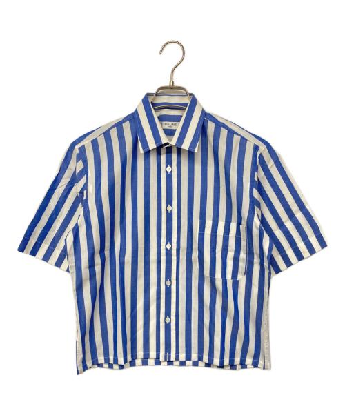CELINE（セリーヌ）CELINE (セリーヌ) S/Sストライプシャツ ブルー サイズ:37の古着・服飾アイテム