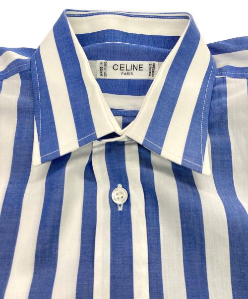 CELINE（セリーヌ）CELINE (セリーヌ) S/Sストライプシャツ ブルー サイズ:37の古着・服飾アイテム