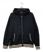 COACHコーチ）の古着「レザーエルボーパッチ ニットパーカー」｜ブラック