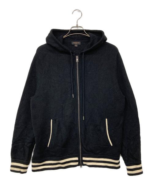 COACH（コーチ）COACH (コーチ) レザーエルボーパッチ ニットパーカー ブラック サイズ:ｓの古着・服飾アイテム