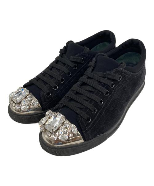 MIU MIU（ミュウミュウ）MIU MIU (ミュウミュウ) ビジュースニーカー ブラック サイズ:36 1/2の古着・服飾アイテム