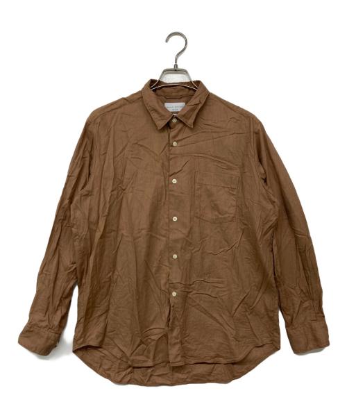 Manual Alphabet（マニュアル アルファベット）Manual Alphabet (マニュアル アルファベット) VIYELLA LOOSE FIT R/C SHT ブラウン サイズ:2の古着・服飾アイテム