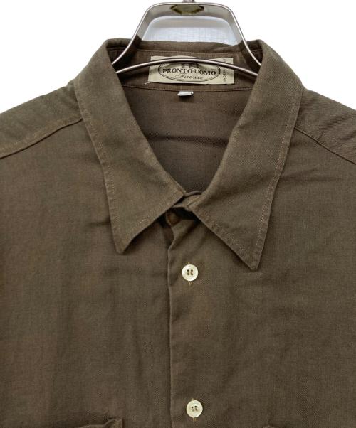 PRONTO UOMO（プロントウォモ）PRONTO UOMO (プロントウォモ) ロングスリーブシャツ ブラウン サイズ:Lの古着・服飾アイテム