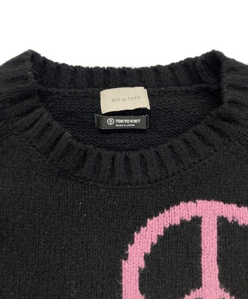 BED J.W. FORD（ベッドフォード）BED J.W. FORD (ベッドフォード) Peace Symbol Knit ブラック サイズ:1の古着・服飾アイテム